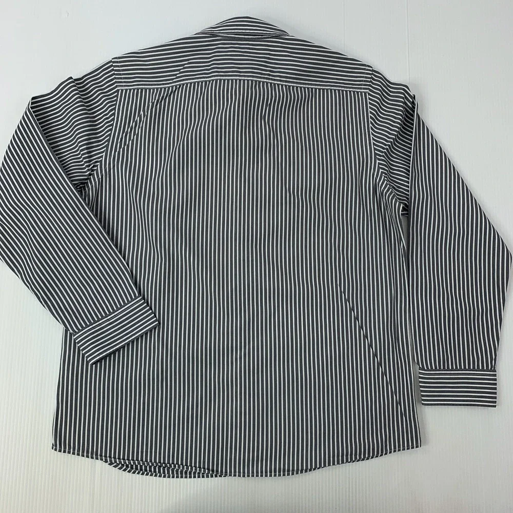 American Eagle Mens Size XL Gray & White Striped Long Sleeve Vintage Fit Shirt - Picture 6 of 10